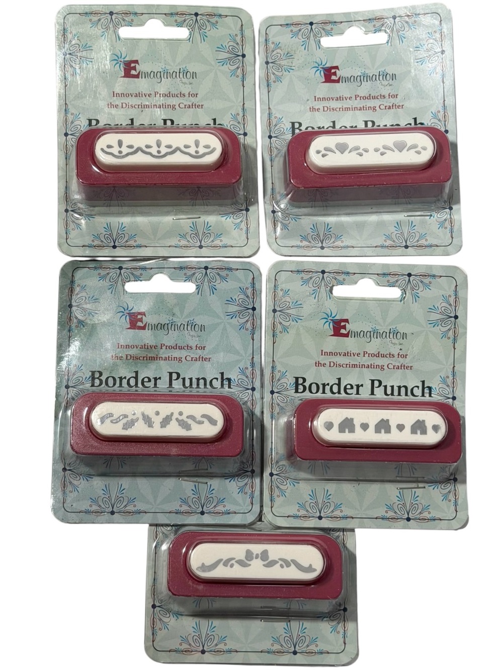 Emagination Punches x5 Borders Home Holly Bow Heart Lace